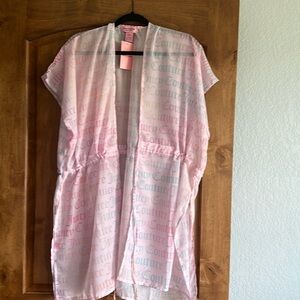 BNWT Juicy Couture Sheer Pastel Colored on Pink Base Swimsuit Cover Up